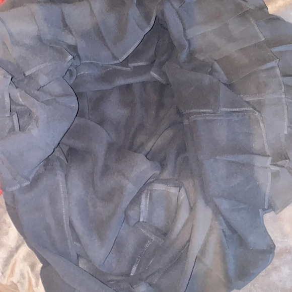 Luxury thin straps layered chiffon black fit and flare dress Sz 4 - Picture 8 of 10